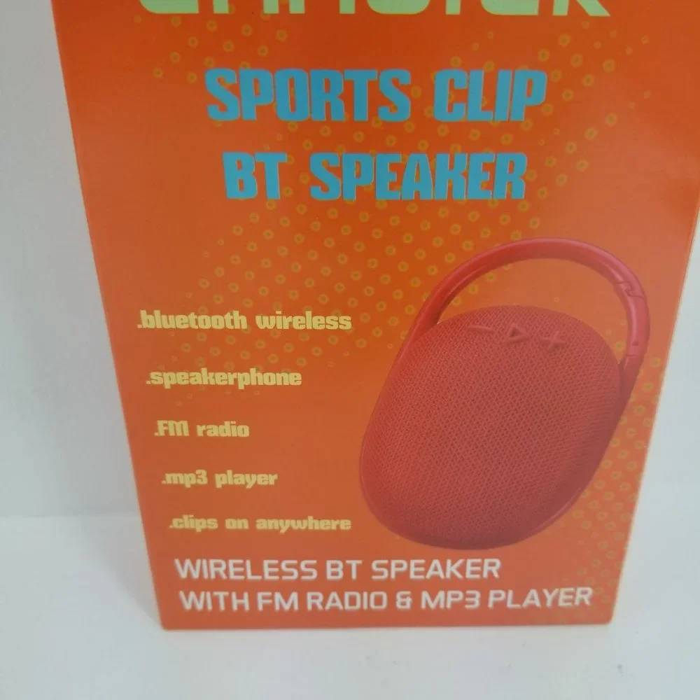 Sports clip Speaker red wireless with FM radio, MP3 player